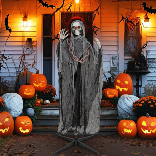 Costway 6.4 FT Standing Grim Reaper Halloween Animatronic De