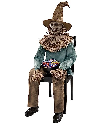 Spirit Halloween 4.5 Ft Scary Sitting Scarecrow Animatronic 