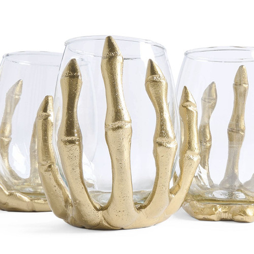 Skeleton Hand Wine Glasses, Set of Four