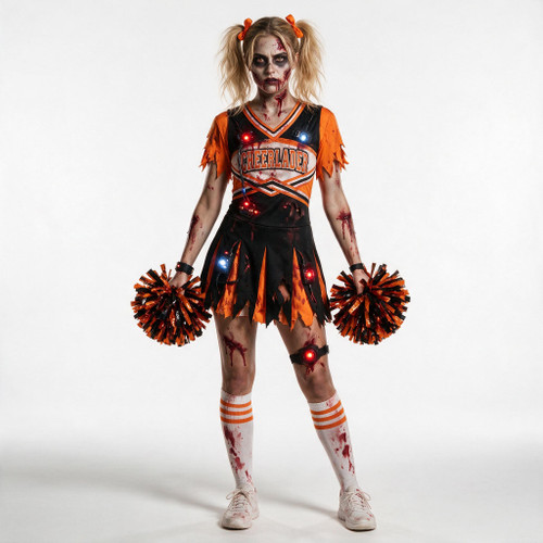 Cinema-Grade LED-Lit Cheerleader Zombie