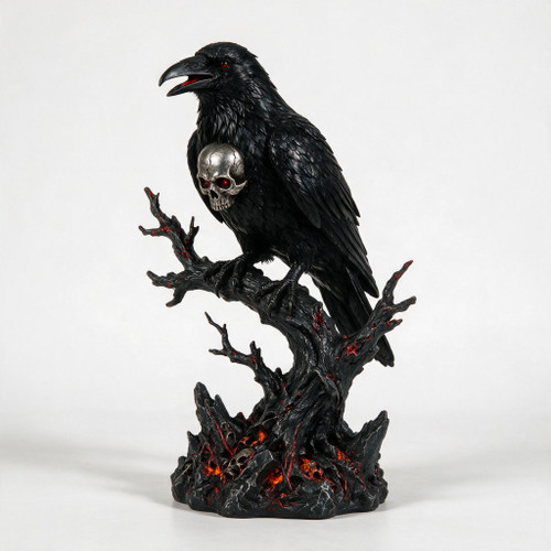 Deluxe Distressed Raven Perched