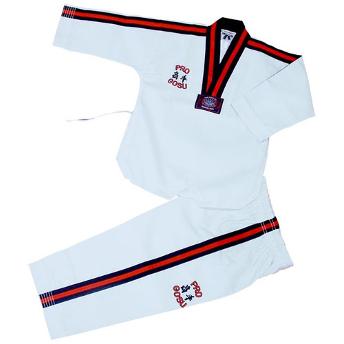 PRO GOSU POOM RIBBED WHITE TAEKWONDO UNIFORM