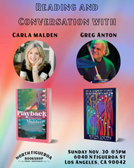 Reading on Sunday, November 30th: Carla Malden + Greg Anton