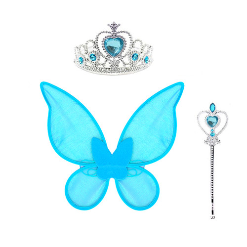 Girl Butterfly Blue Wings Kids Fairy Wings Sparkling Sheer Angel Wings