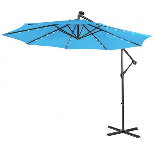 10FT Solar Powered Cantilever Umbrella with Tilting System