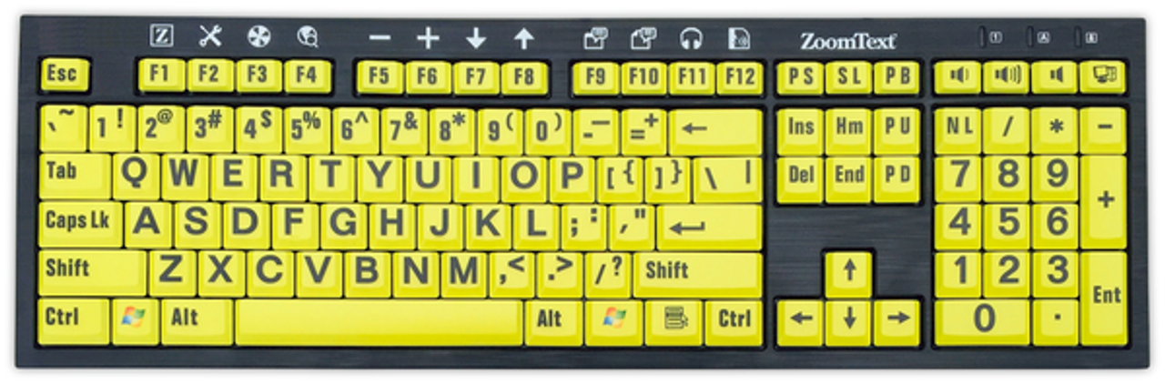 ondernemer Miniatuur Portaal Zoomtext toetsenbord zwart op geel