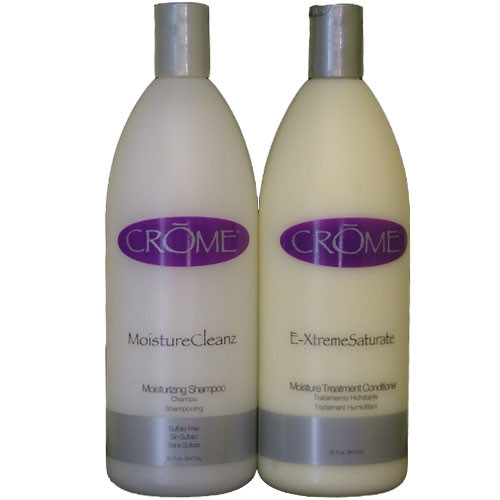 crome moisture cleanz shampoo and e-xtreme saturate conditioner duo 32 oz