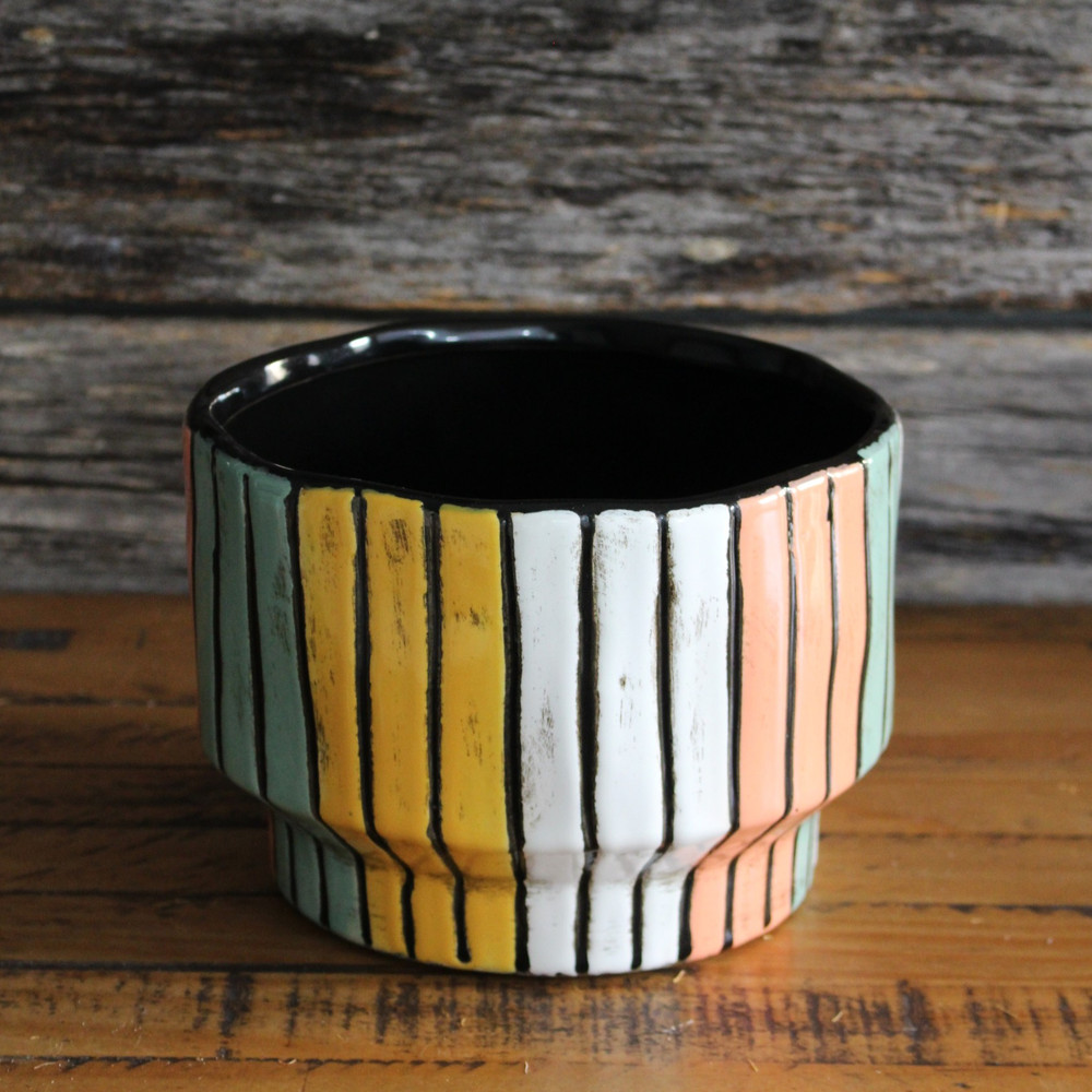 Modern Stripe Pot 6"