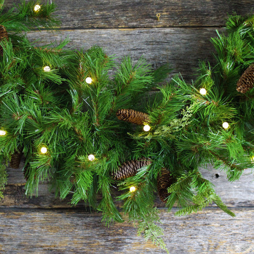 Mixed Cedar & Pinecone LED Garland - 6ft