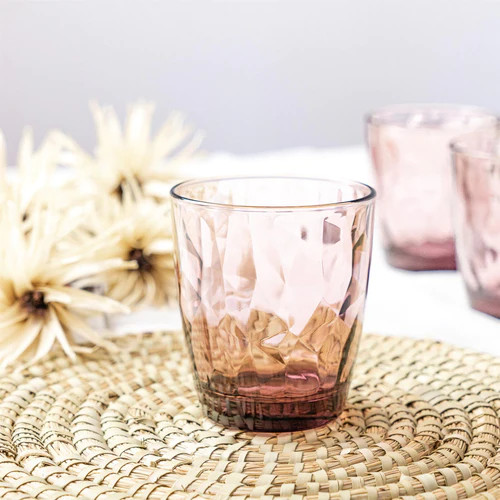 Bormioli Rocco Diamond Tumbler Glass in pink. photo courtesy of Rinkit