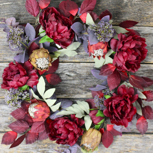 Artificial Wreath 22" | Protea & Peony