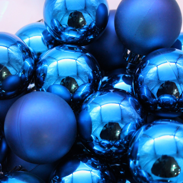 1-2" Blue Shatter Proof Ball Ornaments - 50pk