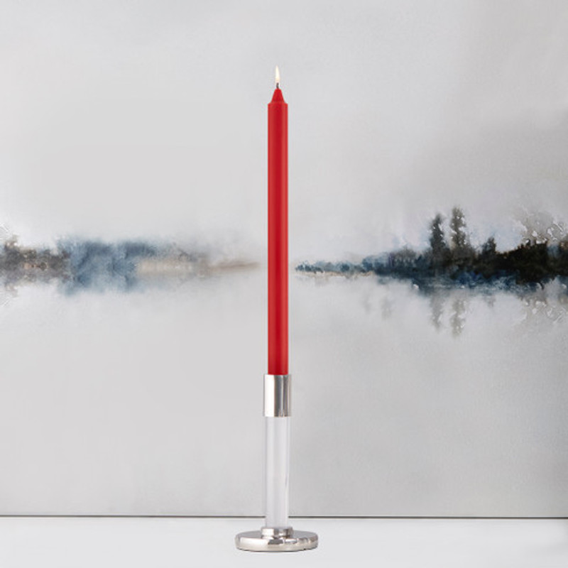 Smooth Arista Candle in red on candle holder. Images courtesy of Root Candle Co