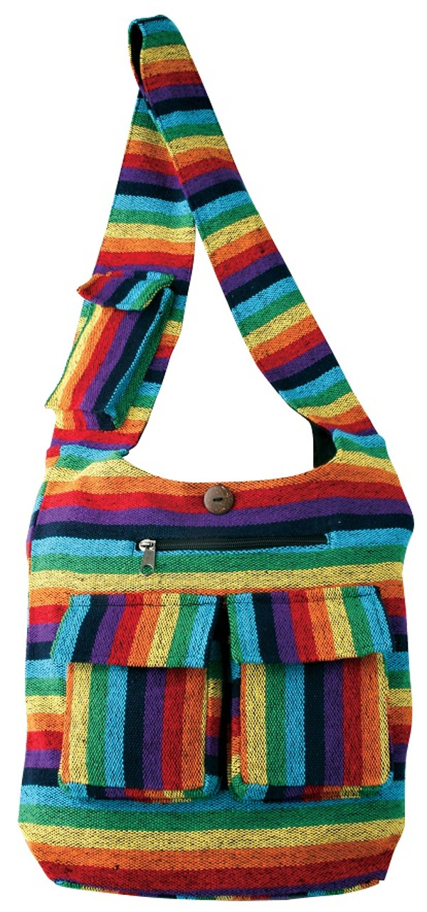 Rainbow Strap Barrel Handbag