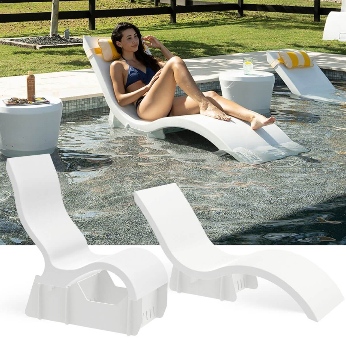 Swimming Pool Chaise Lounge Ledge Lounger Chaise Deep