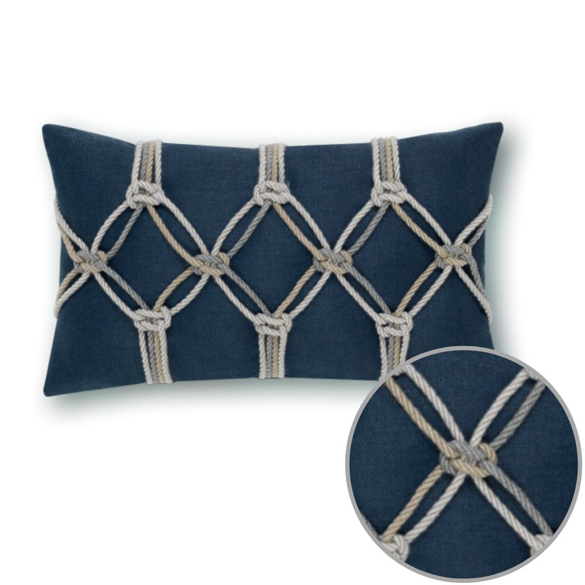 Indigo Rope Lumbar| Outdoor Pillow by Elaine Smith