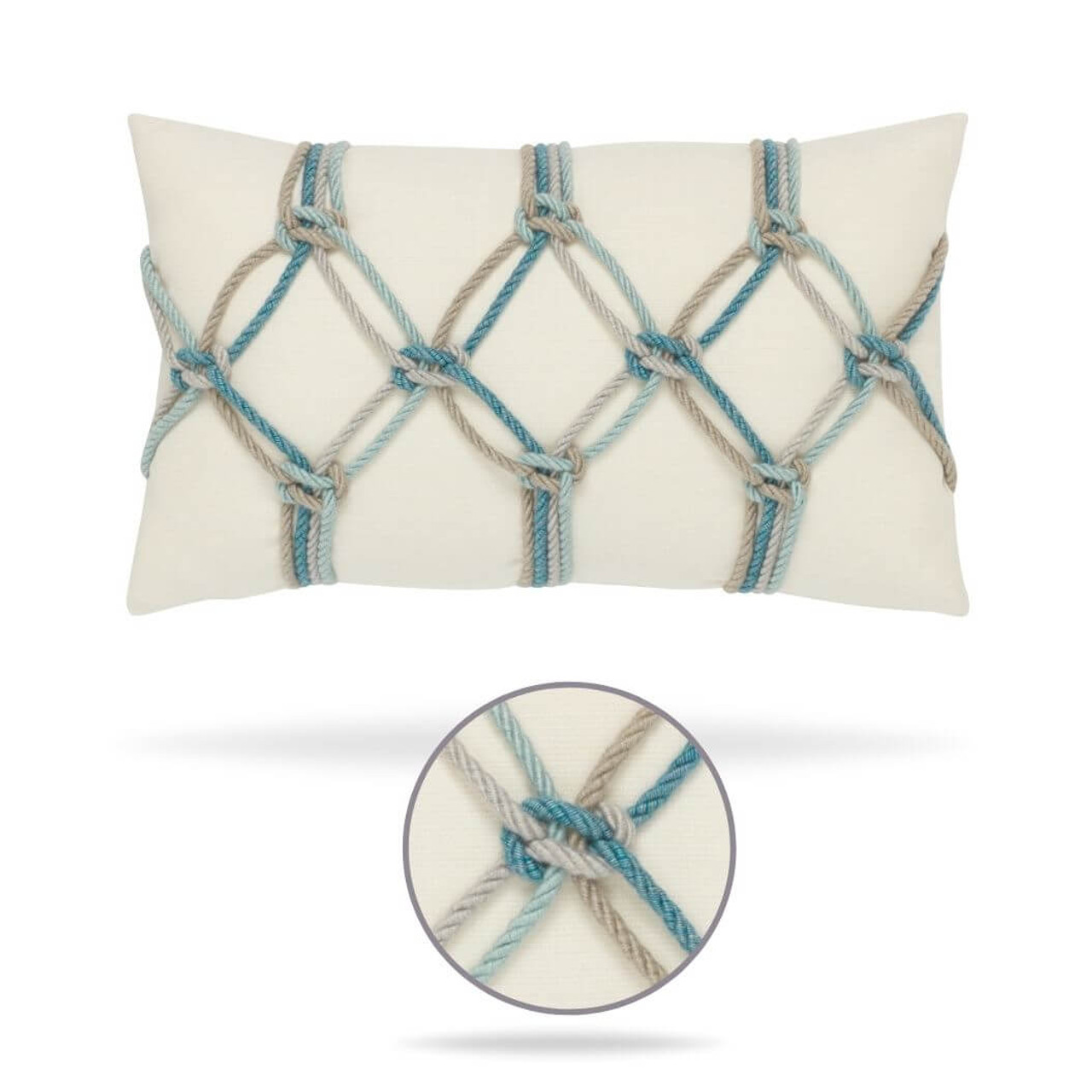 AQUA Rope Lumbar | Outdoor Pillow by Elaine Smith