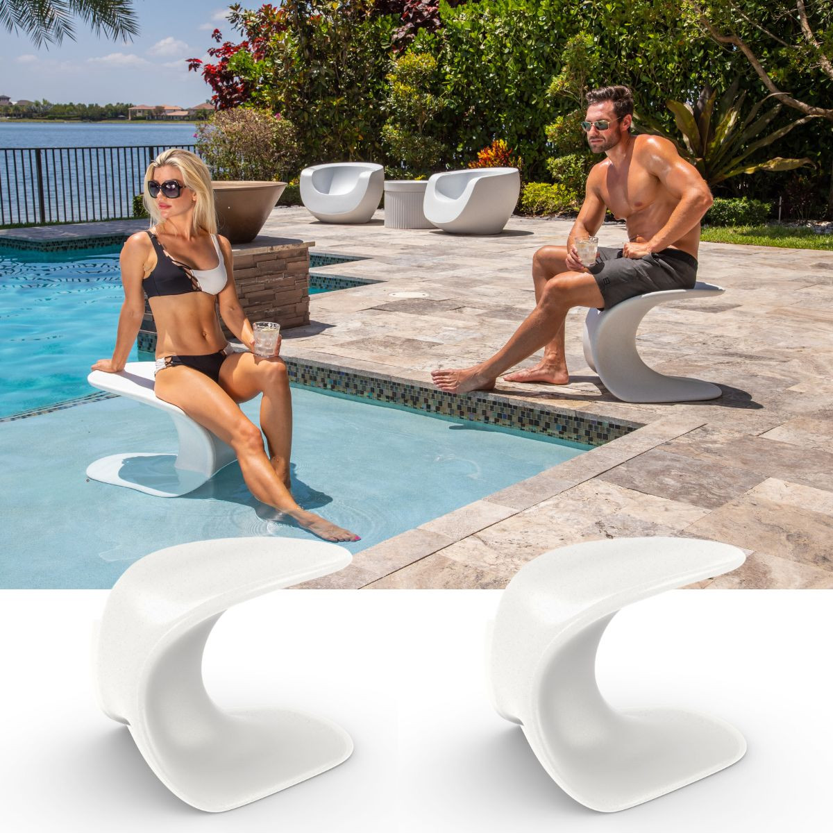 Drift Splash Nesting Stools – Set of 2 | Tanning Ledge & Patio
