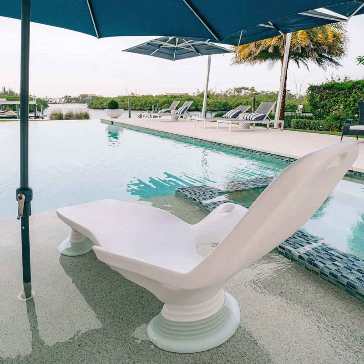 Shayz In-Pool Lounger With Optional Risers  Luxury Pool Lounge Chair –  AquaBlu Mosaics