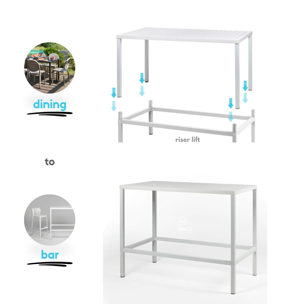 CUBE 140 Table | Bistro or Bar Height