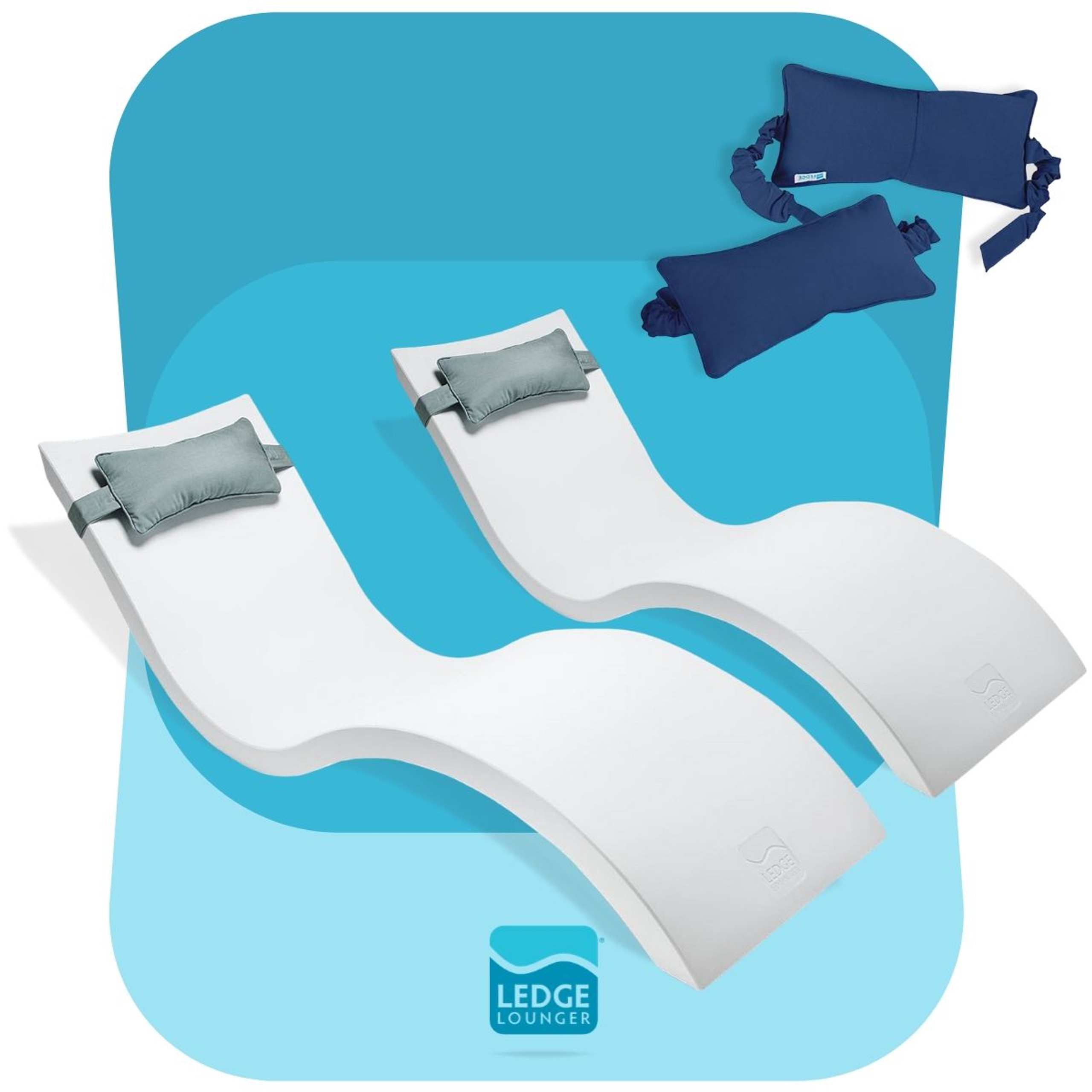 Ledge Lounger Set Tanning Shelf Chaise + Headrest Combo