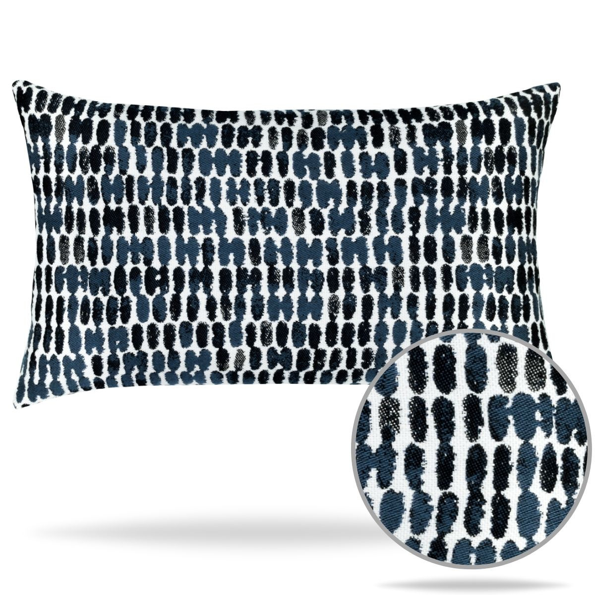 Thumbprint Indigo Lumbar Outdoor Pillow by Elaine Smith