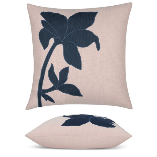Elaine Smith outdoor square pillow in Sunbrella Botanica Blush
