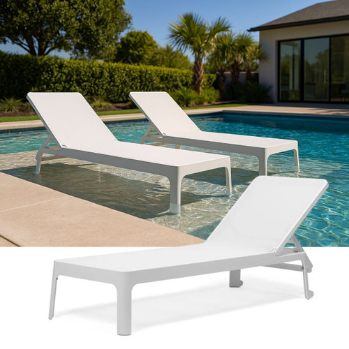 AquaLume White Pool Lounger Pair