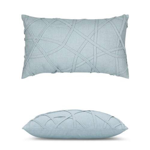 Illusion Dew Lumbar Elaine Smith outdoor pillow, 12" x 20" | front view with side-view inset