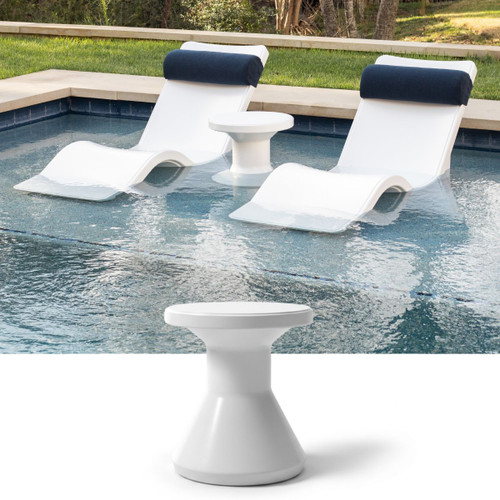 Fluent Side Table and Line Loungers with Headrest Pillows