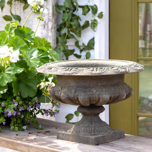 Iron Urn sets the garden mood