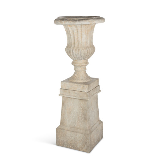 Aged Stone Urn and Pedestal