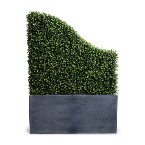 Enduraleaf faux boxwood transition hedge in lead gray planter