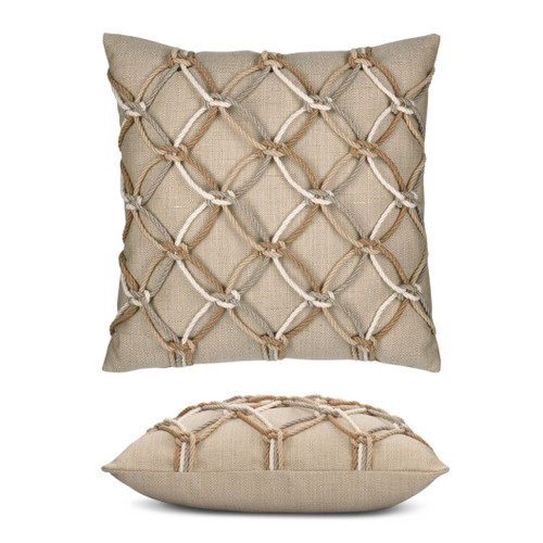 Acacia Rope Outdoor Elaine Smith Pillow Front and Side View