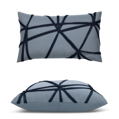 Interlace Slate Pillow Front and Side view