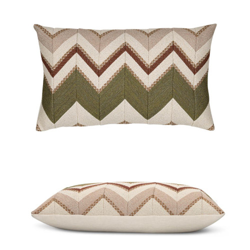 Mission Lumbar Elaine Smith outdoor pillow, 12" x 20" — front view with side-view inset