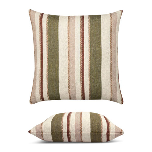 Ridgeway Elaine Smith outdoor pillow, 20" square — front view with side-view inset