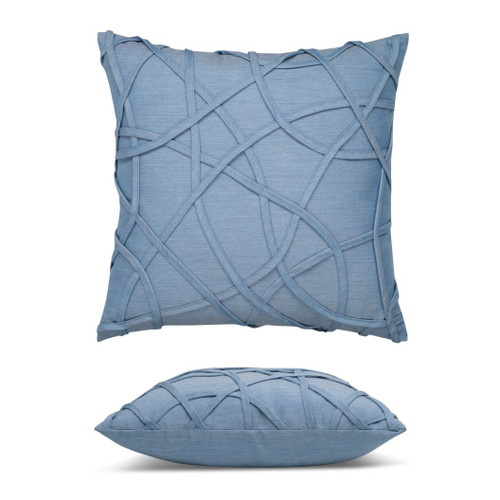 Illusion Ocean Elaine Smith outdoor pillow, 20" square — front view with side-view inset