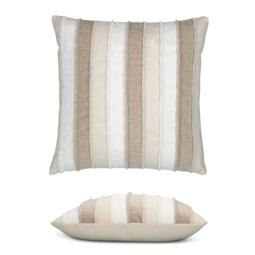 Vista Sandstone Elaine Smith outdoor pillow, 20" square | front view with side-view inset