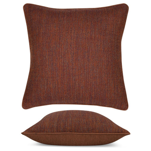 Ember Weave Elaine Smith outdoor pillow, 22" square | front view with side-view inset
