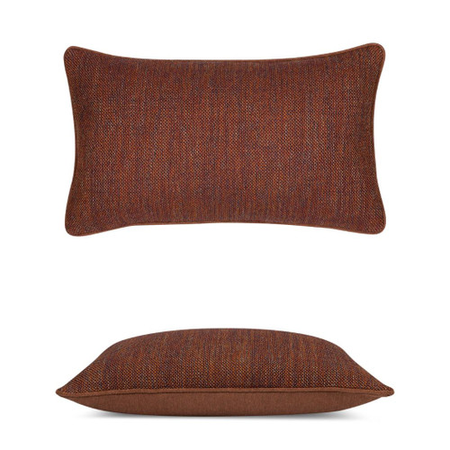 Ember Weave Lumbar Elaine Smith outdoor pillow, 12" x 20" | front view with side-view inset