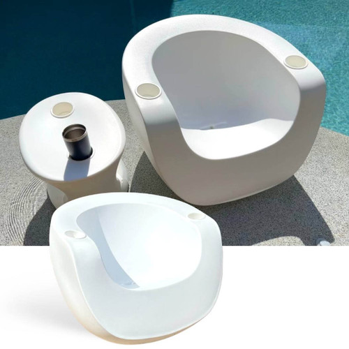 Alternative Moon ledge Chair in White with White Cupholders for sunshelf lounger
