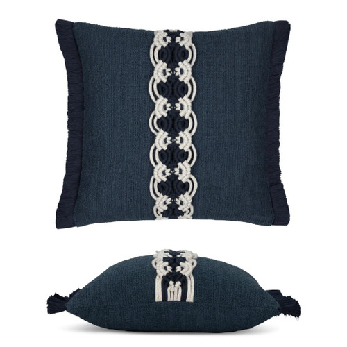 Distinction Indigo Pillow Front and Side view