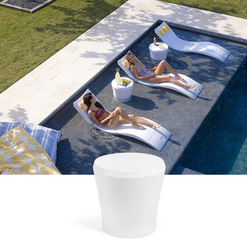 Affinity Side Table by Ledge Lounger on pool tanning ledge |  White 