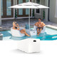 Tenjam White Granite Pool Side Table/Bench with Umbrella Opening