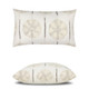 Solstice Sand Outdoor Pillow Studio Photo with inset of pillow side view