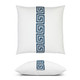 Voyager Lagoon pillow design with Greek key design on front face