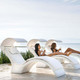 Deep Chaise works poolside or In-pool with pillow and shade accessory options 