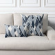Facet Lapis Pillow Set square and lumbar on indoor neutral colored sofa