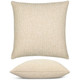 Alto Crema Elaine Smith outdoor pillow, 22" square — front view with side-view inset